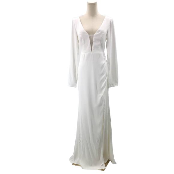 LULU'S XS Romance for the Ages White V-Neck Long Sleeve Maxi Dress NEW B143 - Picture 3 of 9